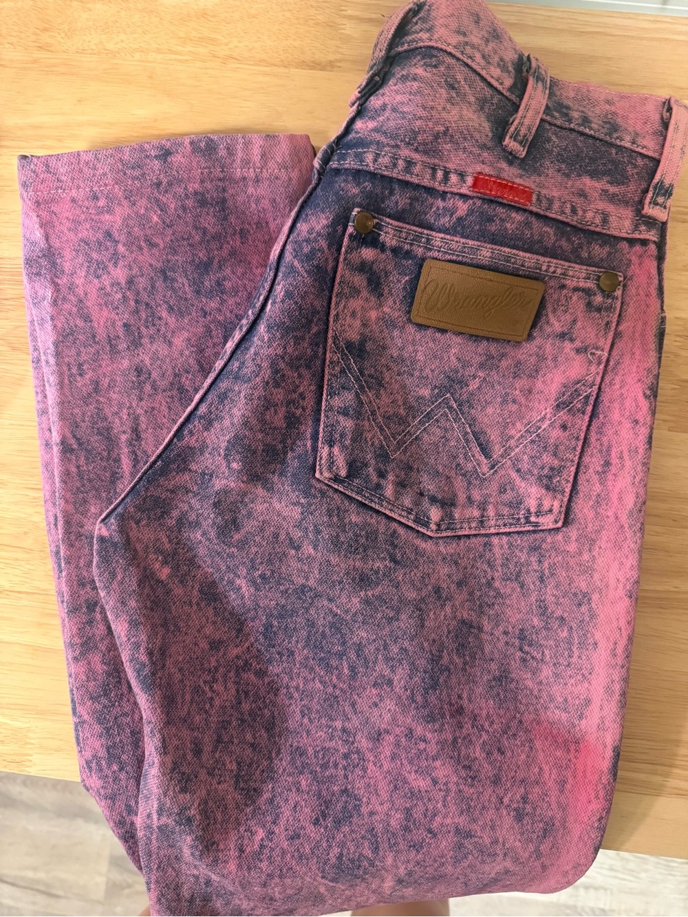 Vintage Wrangler Pink and Black Acid-Wash Jeans